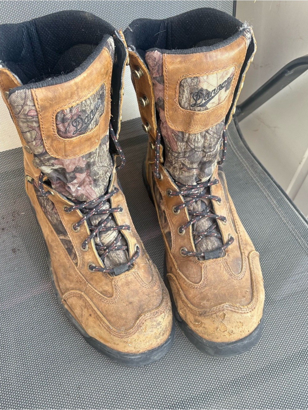 Danner Black and Brown Leather Hunting Boots - Rugged Lace-up Sz 12